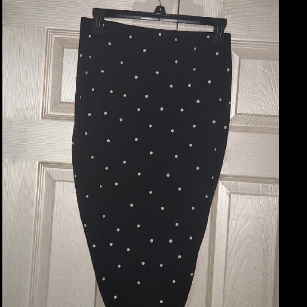 Black White Polka Dot Ruched Skirt Size S - Picture 7 of 8